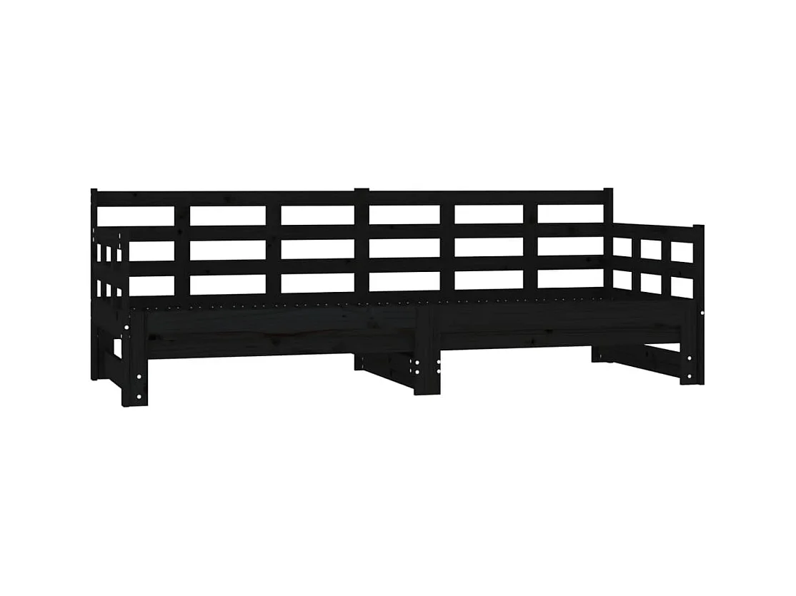 Sofá cama extraíble madera maciza de pino negro 2x(90x190) cm