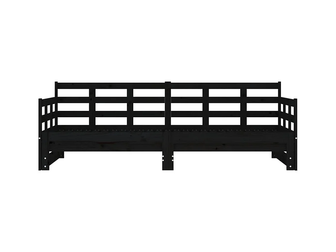 Sofá cama extraíble madera maciza de pino negro 2x(90x190) cm