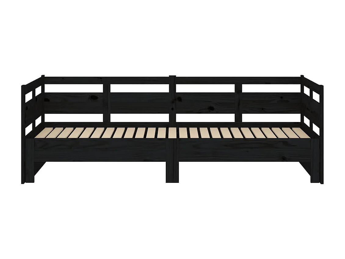 Lit coulissant Noir Bois de pin solide 2x(80x200) cm