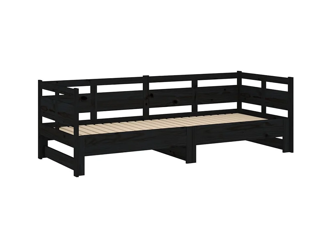 Sofá cama extraíble madera maciza de pino negro 2x(80x200) cm