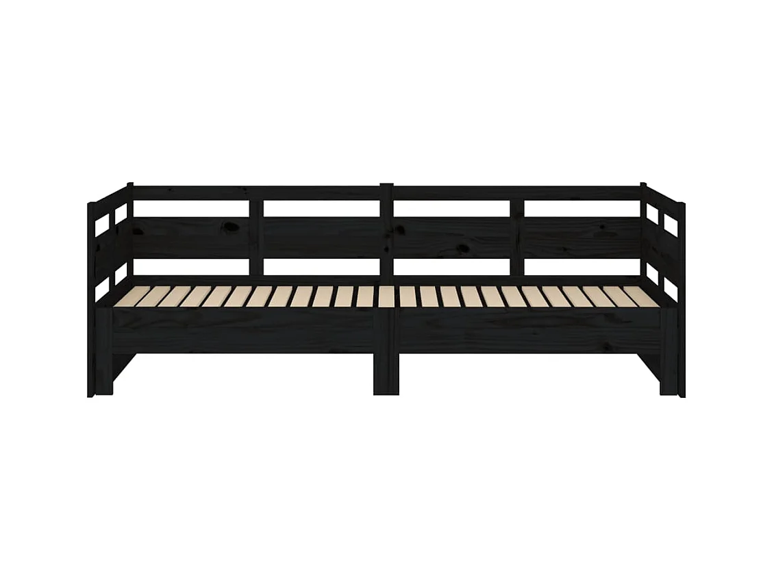 Sofá cama extraíble madera maciza de pino negro 2x(80x200) cm
