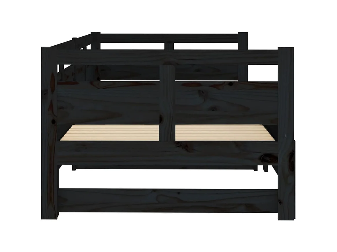 Sofá cama extraíble madera maciza de pino negro 2x(80x200) cm