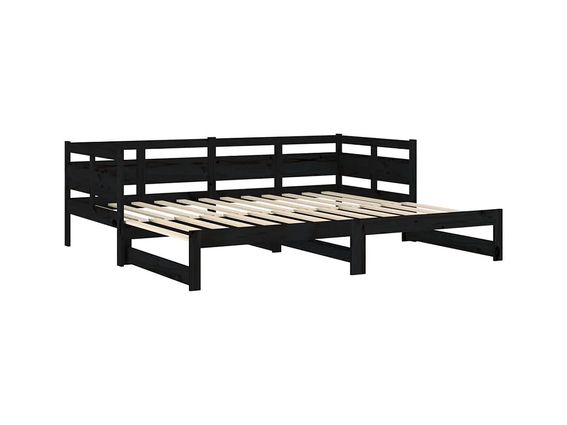 Sofá cama extraíble madera maciza de pino negro 2x(80x200) cm