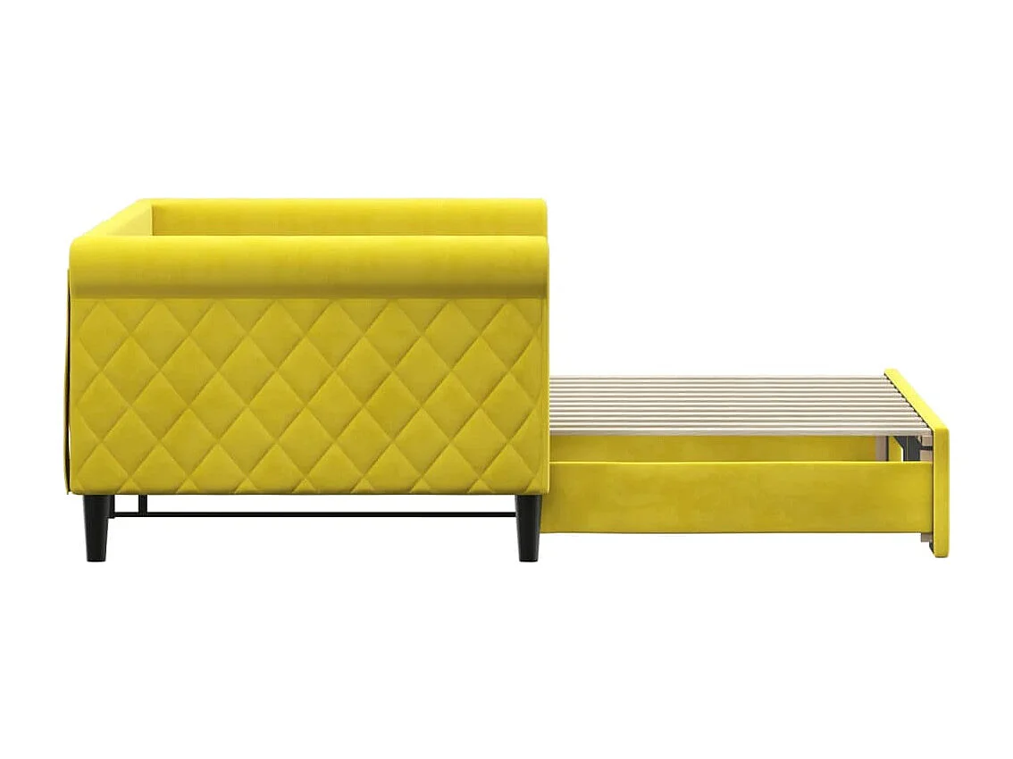 Lit de jour avec lit gigogne jaune 90x200 cm velours