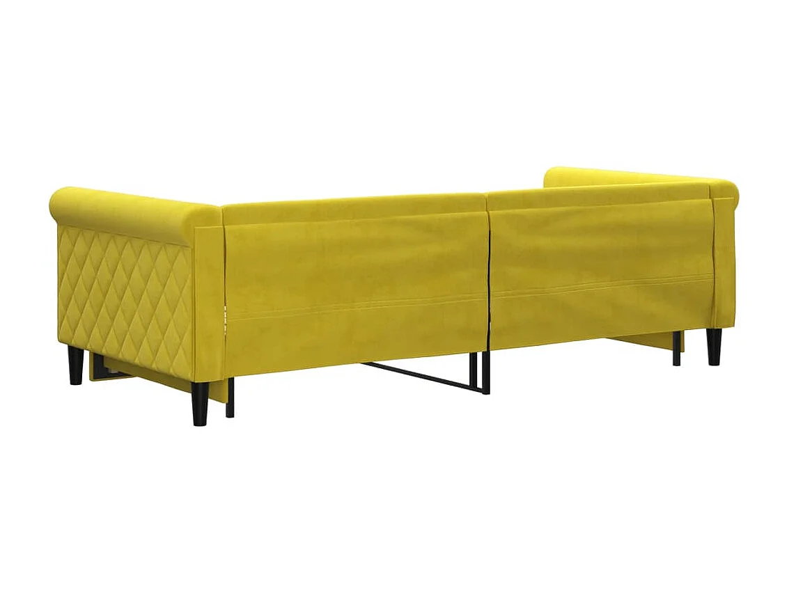 Lit de jour avec lit gigogne jaune 90x200 cm velours