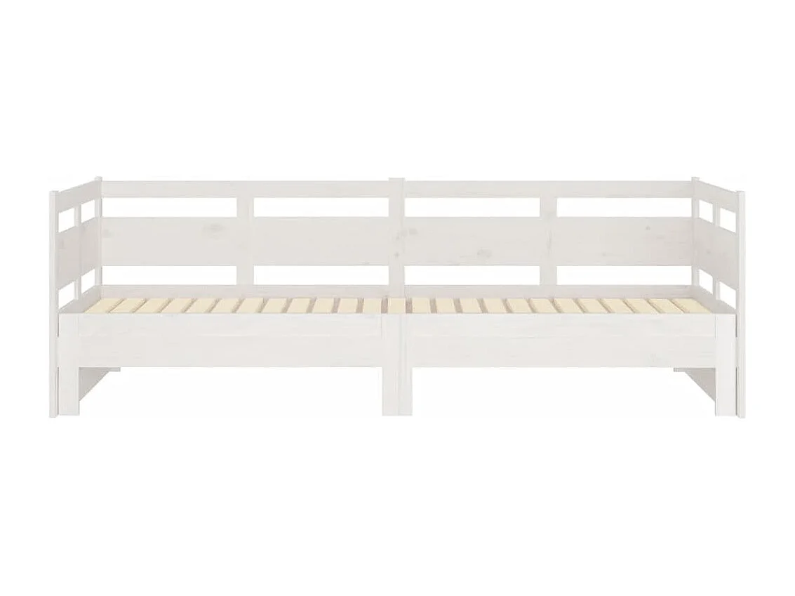 Lit coulissant Blanc Bois de pin massif 2x(90x200) cm