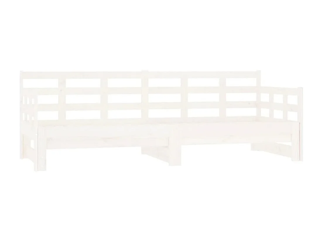 Lit coulissant Blanc Bois de pin solide 2x(90x190) cm