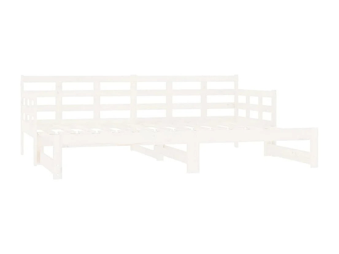 Lit coulissant Blanc Bois de pin solide 2x(90x190) cm