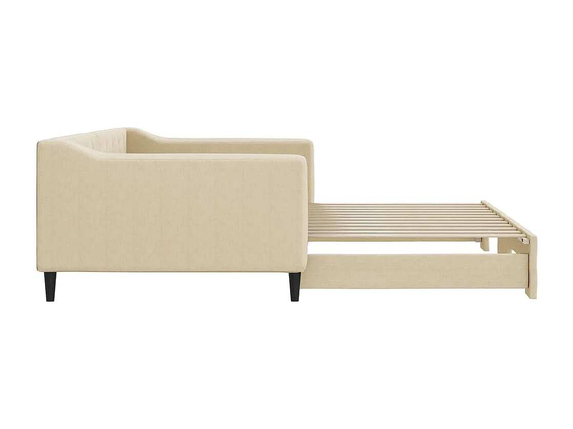 Lit de jour avec lit gigogne crème 100x200 cm tissu