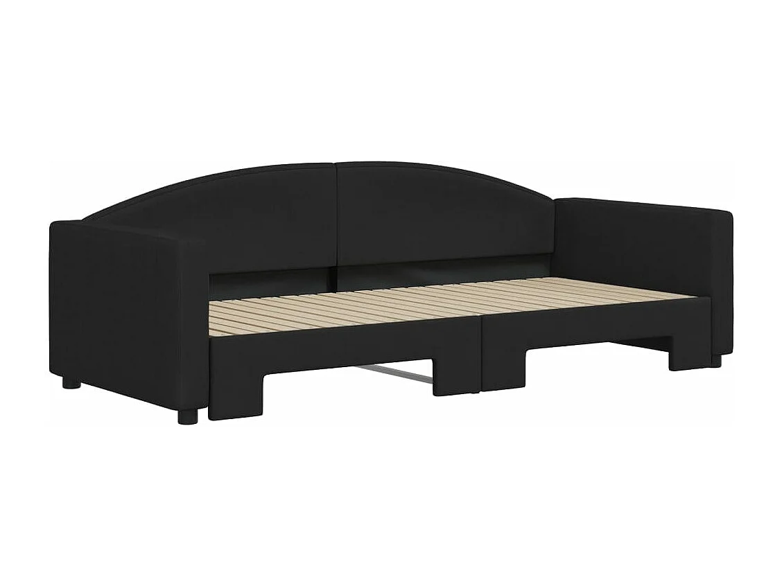 Lit de jour avec lit gigogne noir 90x200 cm tissu