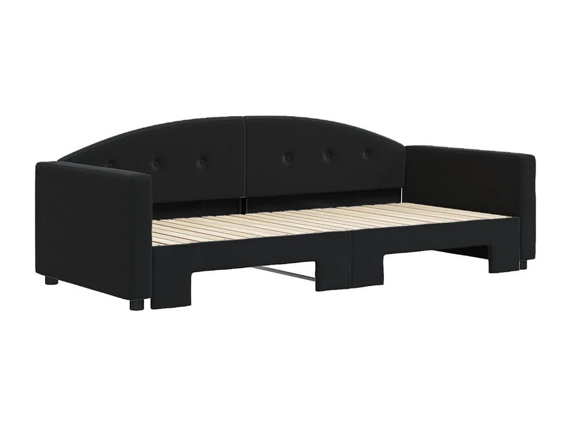 Lit de jour avec lit gigogne noir 90x200 cm velours