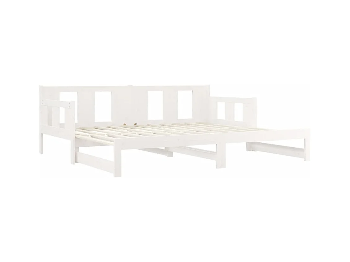 Lit coulissant Blanc Bois de pin solide 2x(90x190) cm