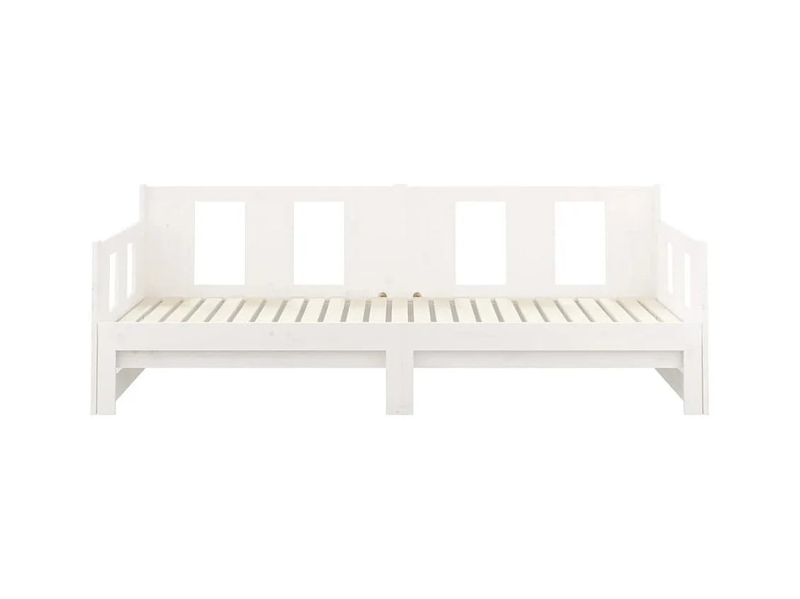 Lit coulissant Blanc Bois de pin solide 2x(90x190) cm