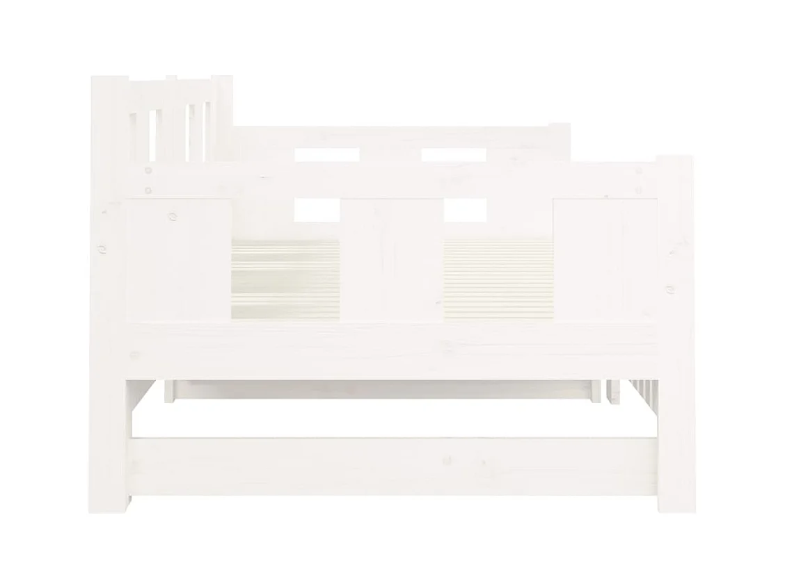 Lit coulissant Blanc Bois de pin solide 2x(90x190) cm
