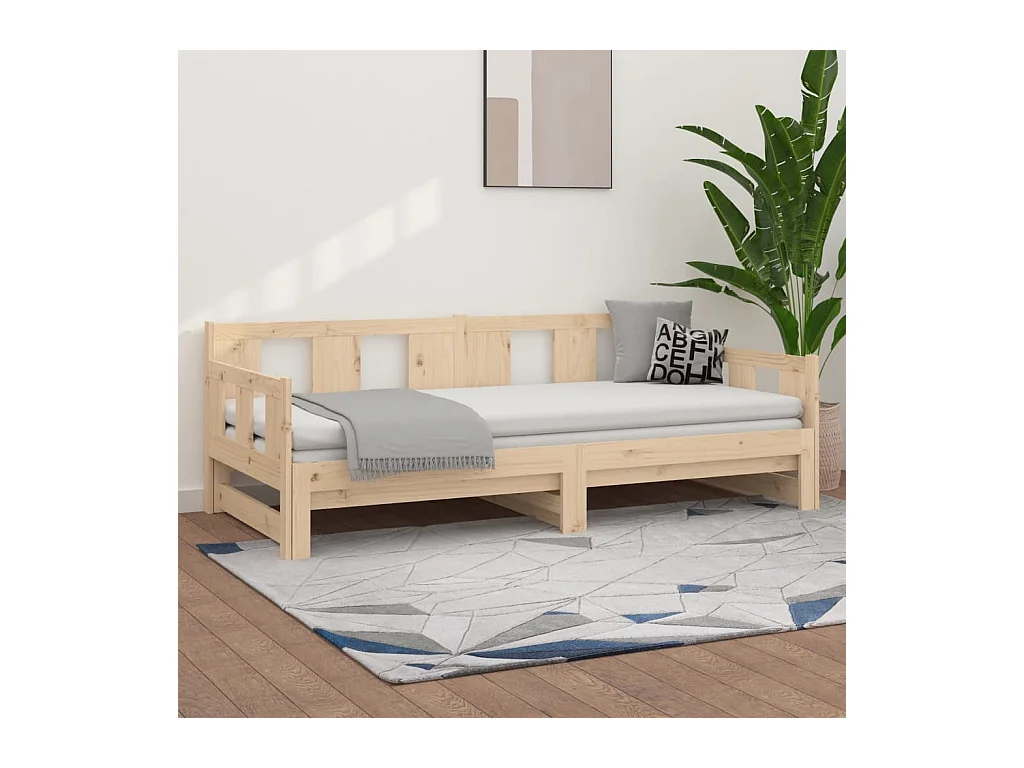 Lit coulissant Bois de pin solide 2x(90x190) cm