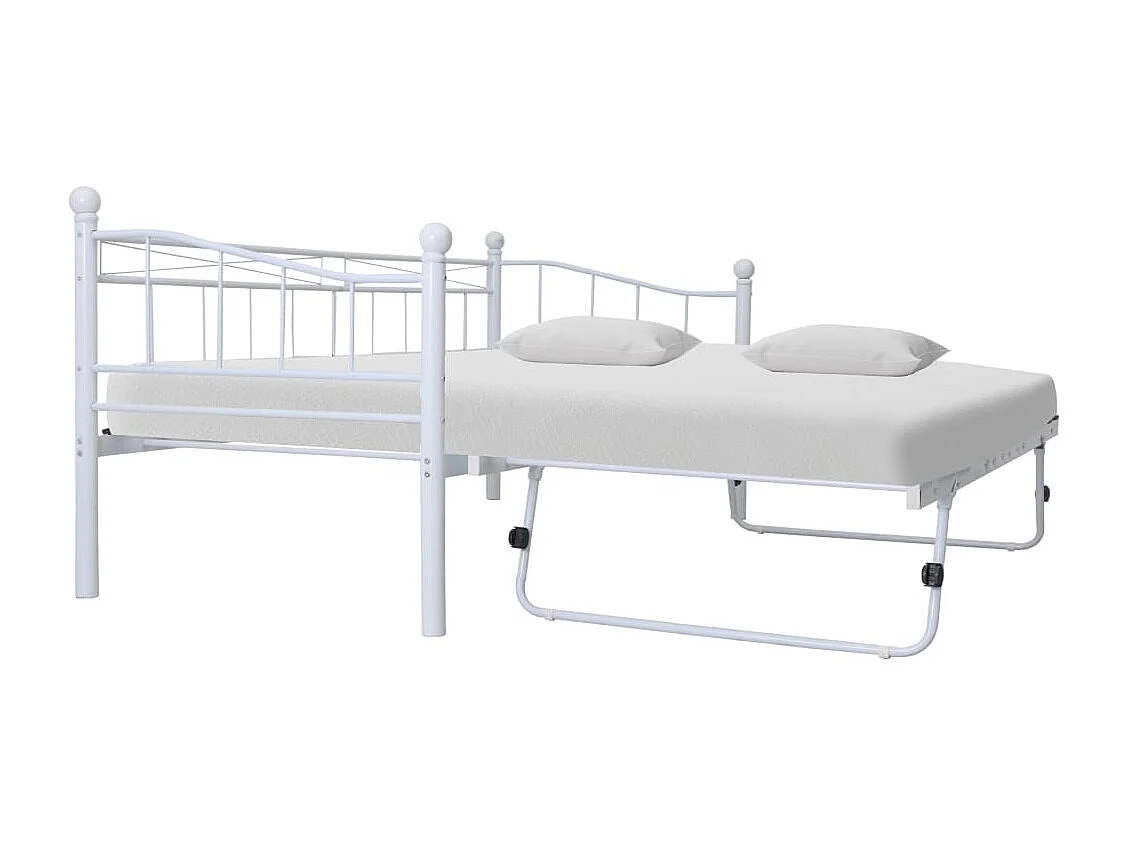 Cadre de lit blanc acier 180x200/90x200 cm