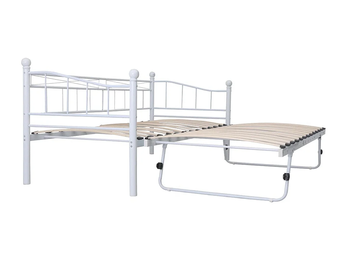 Cadre de lit blanc acier 180x200/90x200 cm