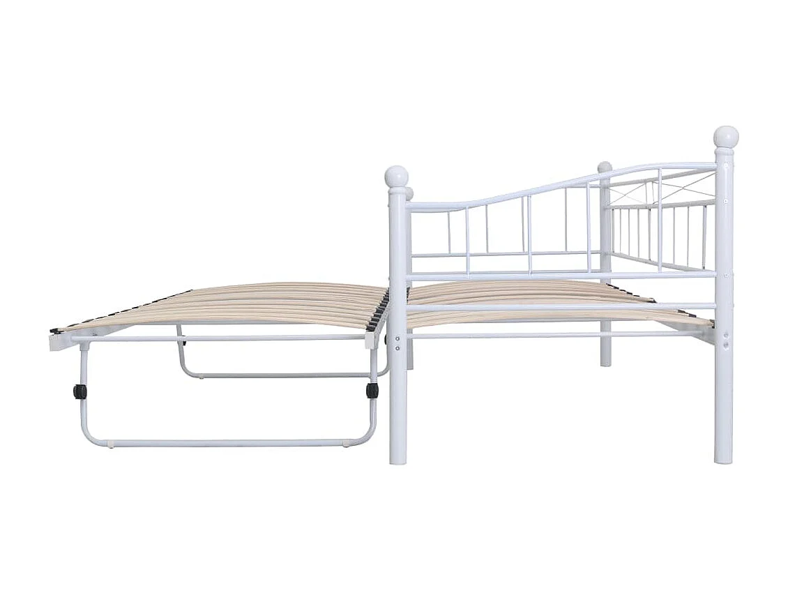 Cadre de lit blanc acier 180x200/90x200 cm