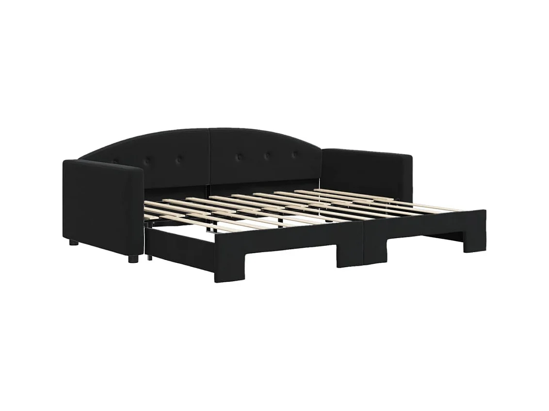 Lit de jour avec lit gigogne noir 90x190 cm velours