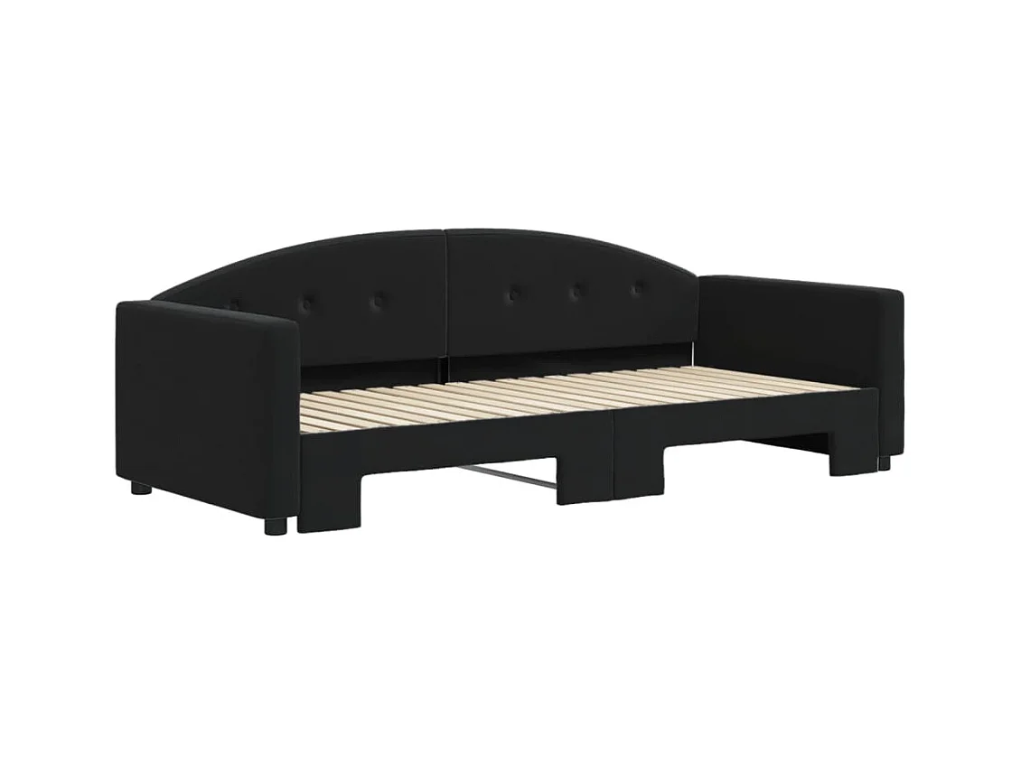 Lit de jour avec lit gigogne noir 90x190 cm velours