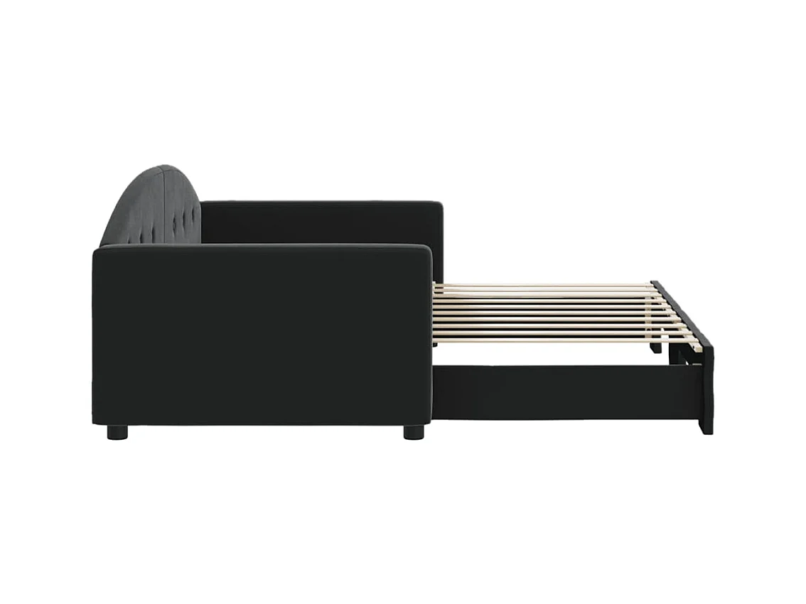 Lit de jour avec lit gigogne noir 90x190 cm velours