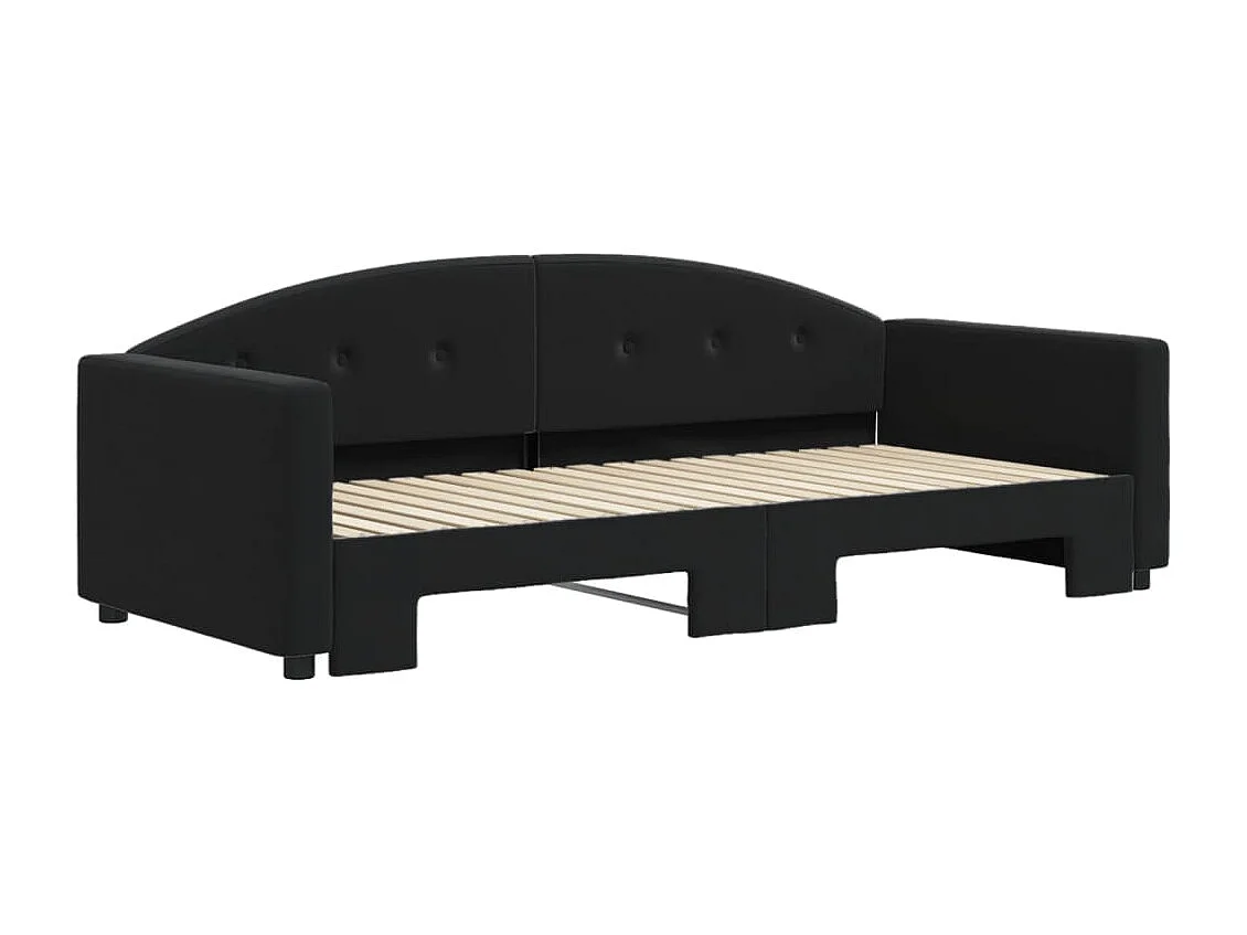 Lit de jour avec lit gigogne noir 90x190 cm velours