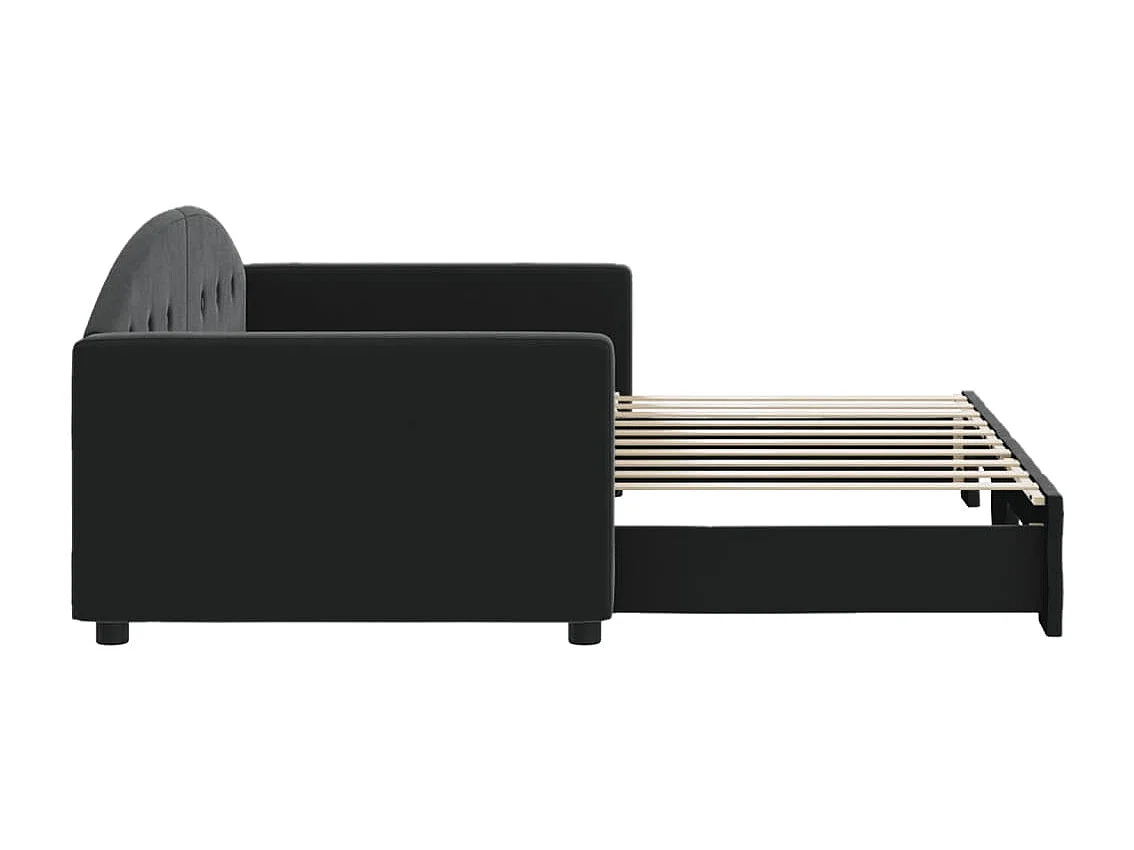 Lit de jour avec lit gigogne noir 90x190 cm velours