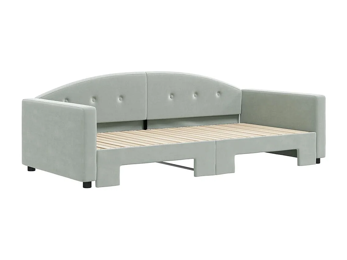 Lit de jour avec lit gigogne gris clair 100x200 cm velours