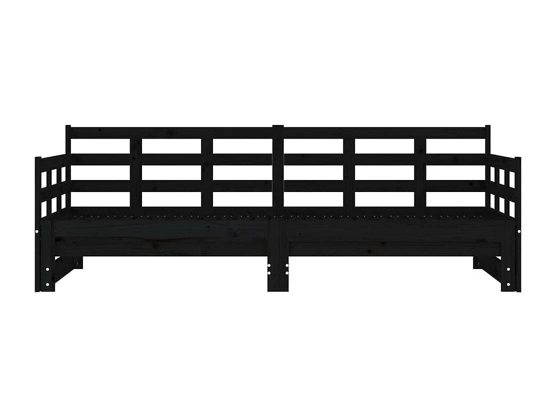 Estrutura sofá-cama de puxar 2x(90x200) cm pinho maciço preto