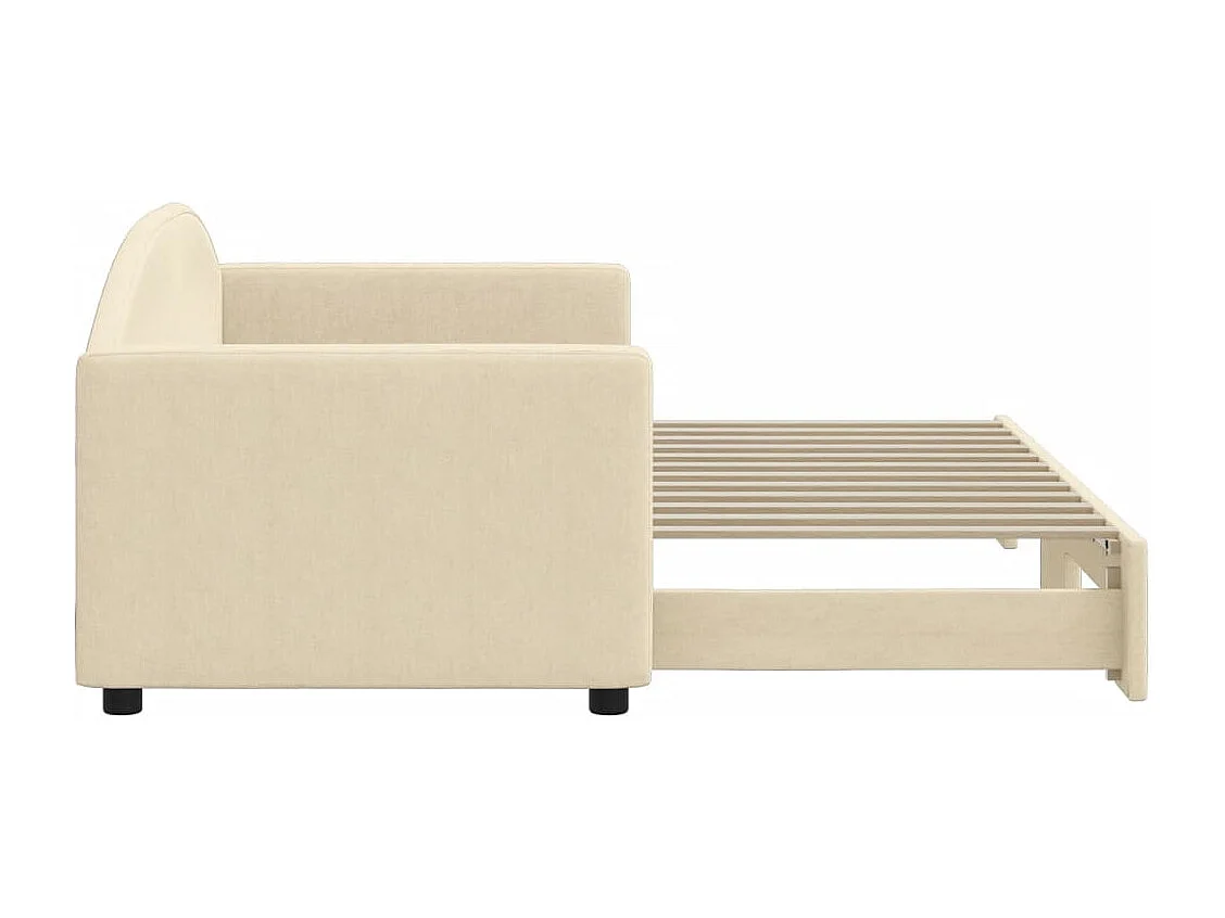 Lit de jour avec lit gigogne crème 80x200 cm tissu