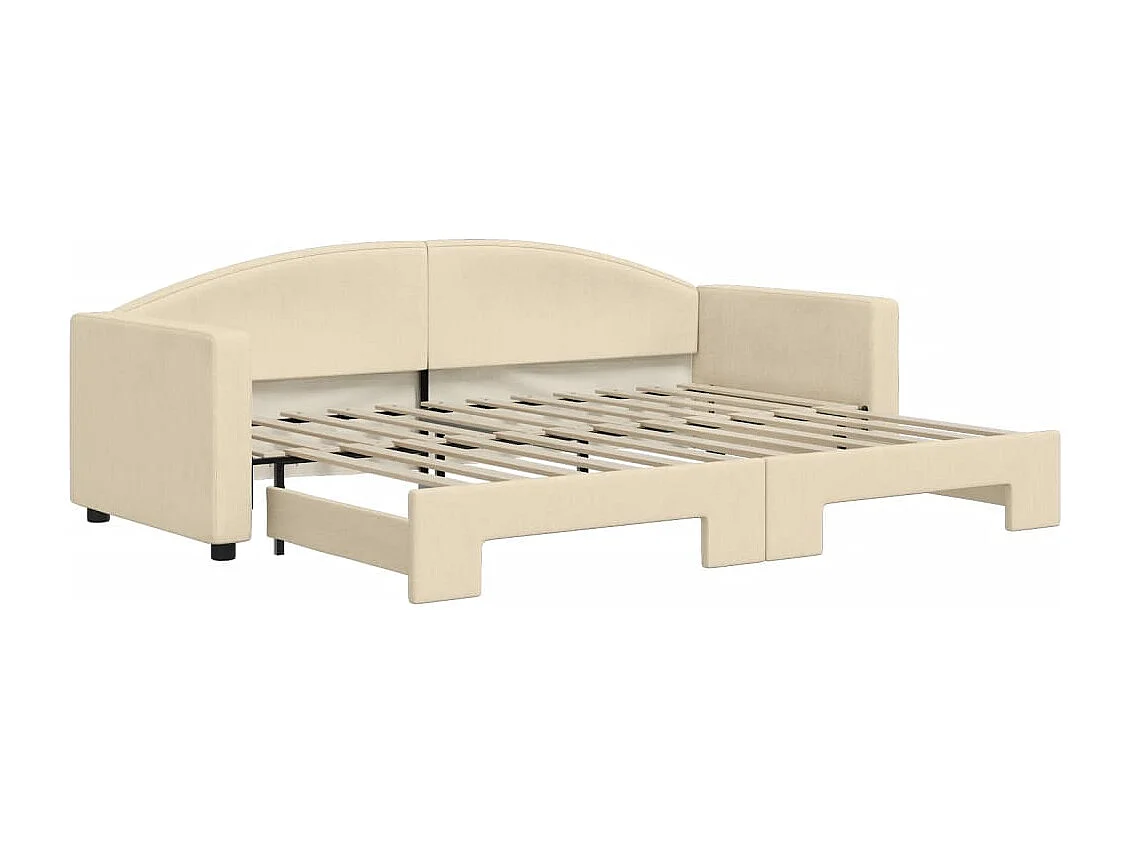 Lit de jour avec lit gigogne crème 80x200 cm tissu