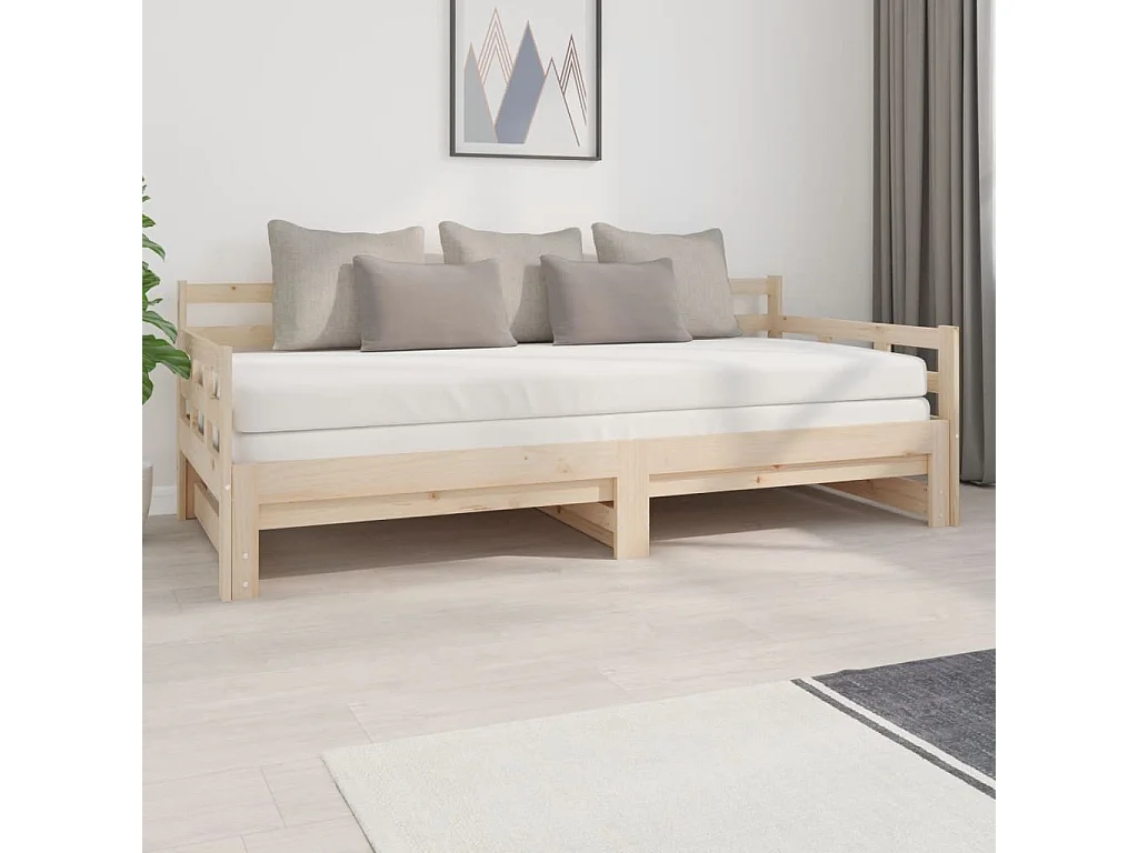 Sofá cama extraíble madera maciza de pino 2x(90x200) cm