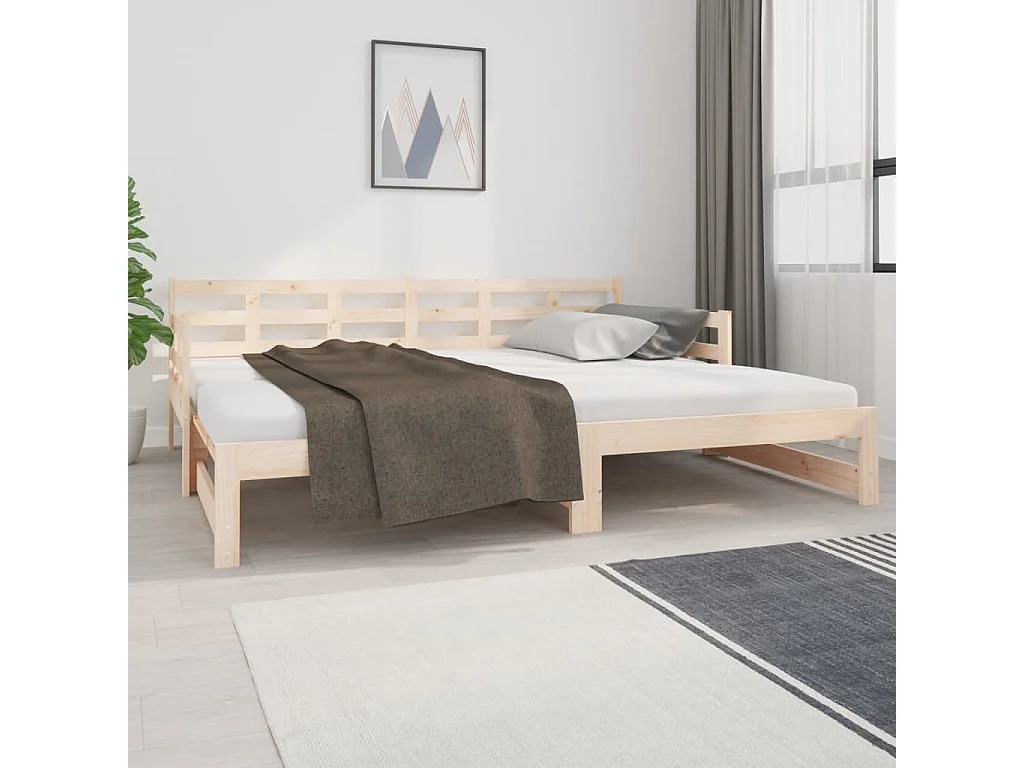 Sofá cama extraíble madera maciza de pino 2x(90x200) cm