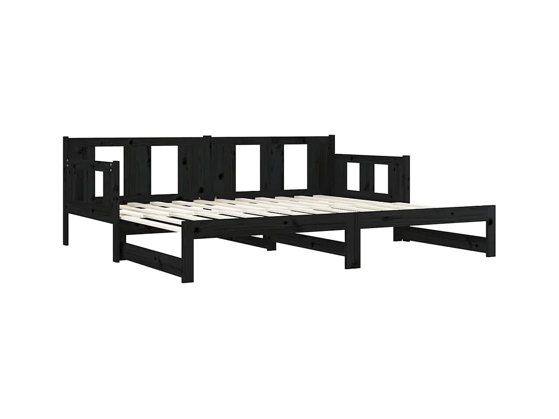 Sofá cama extraíble madera maciza de pino negro 2x(80x200) cm