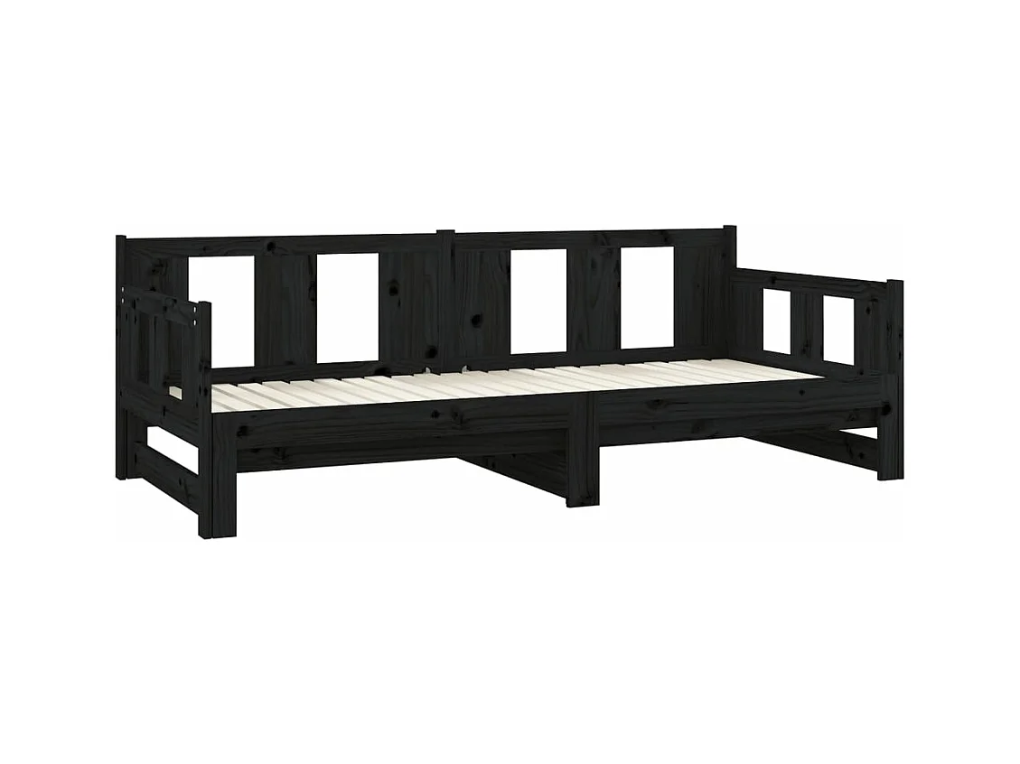Sofá cama extraíble madera maciza de pino negro 2x(80x200) cm