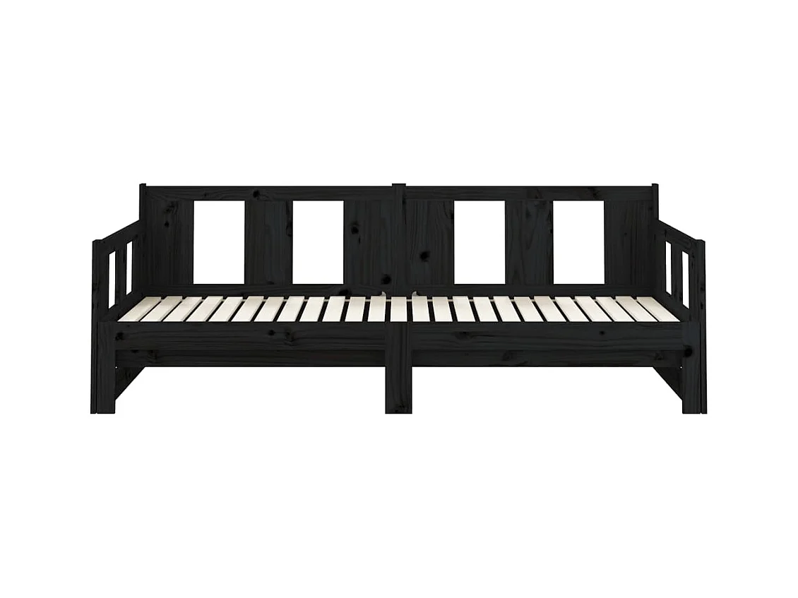 Sofá cama extraíble madera maciza de pino negro 2x(80x200) cm