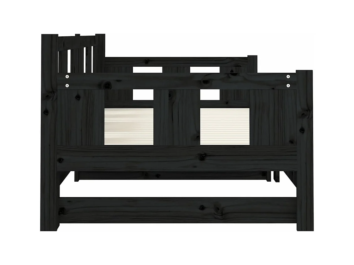 Sofá cama extraíble madera maciza de pino negro 2x(80x200) cm