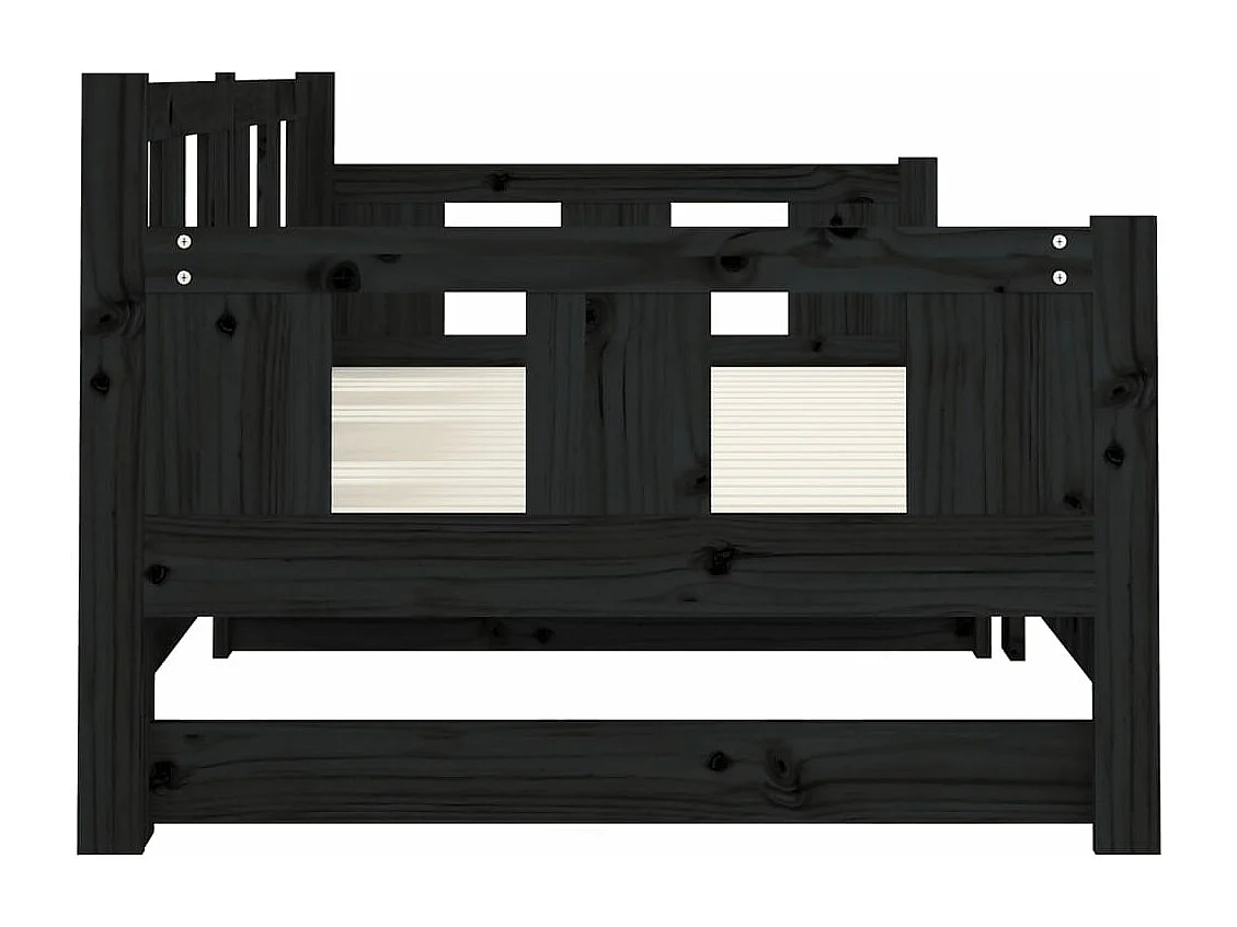 Lit coulissant Noir Bois de pin solide 2x(80x200) cm