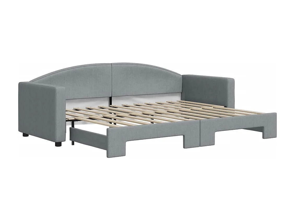 Lit de jour avec lit gigogne gris clair 80x200 cm tissu