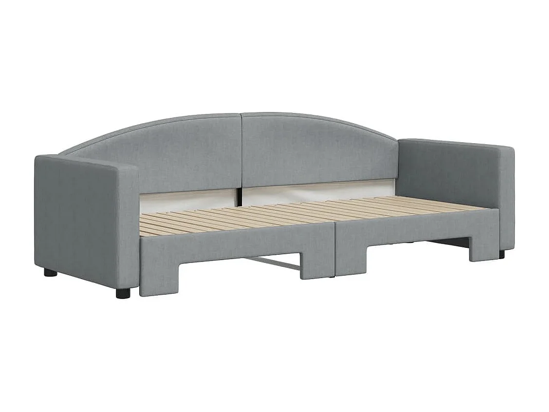 Lit de jour avec lit gigogne gris clair 80x200 cm tissu