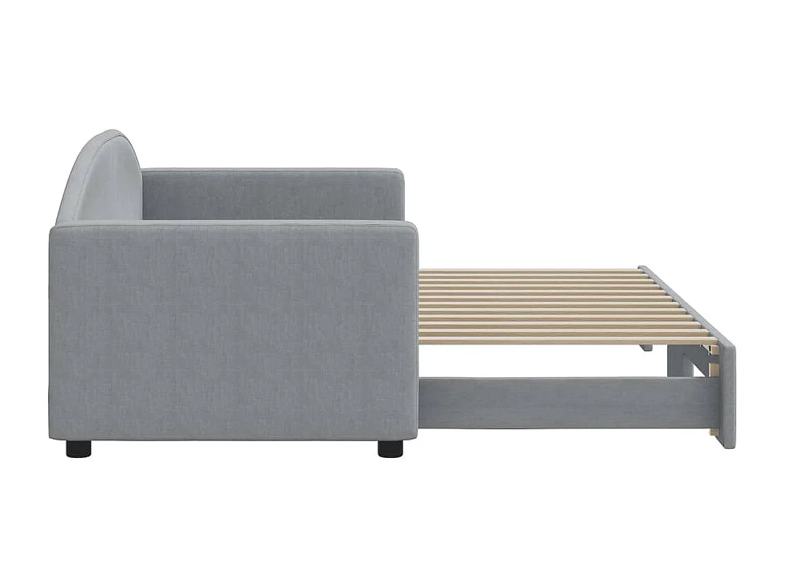 Lit de jour avec lit gigogne gris clair 80x200 cm tissu
