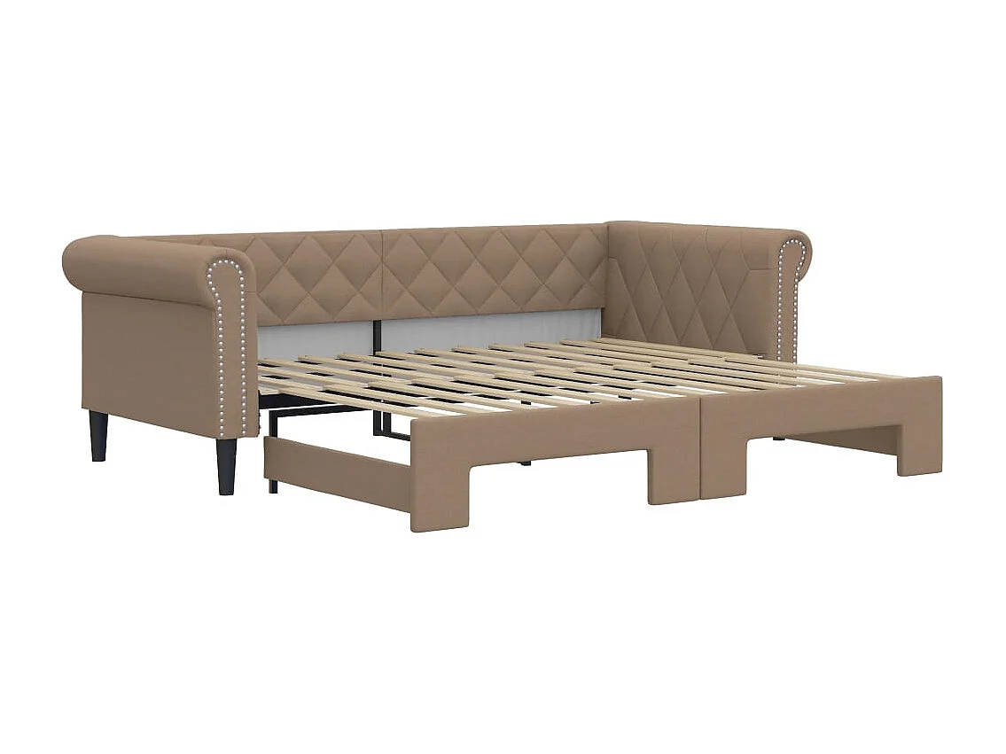 Slaapbank en onderschuifbed 90x200 cm kunstleer cappuccinokleur