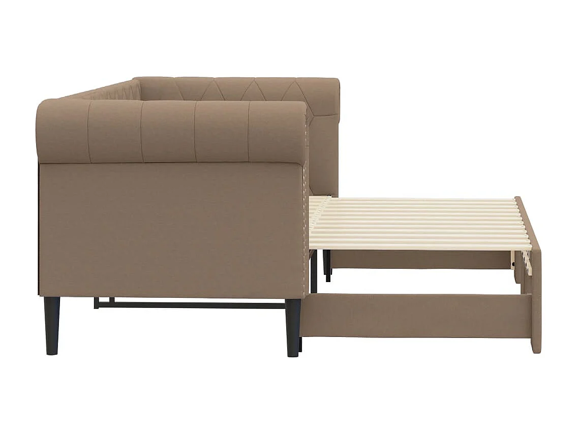 Slaapbank en onderschuifbed 90x200 cm kunstleer cappuccinokleur