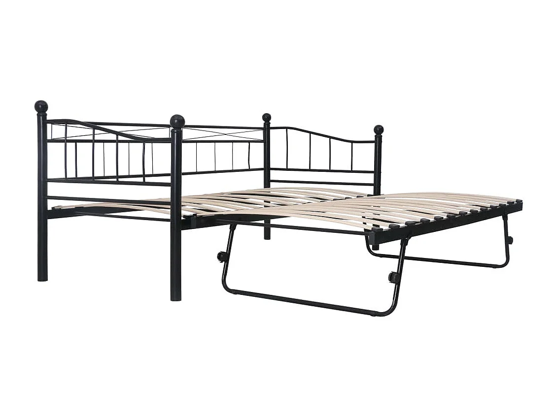Cadre de lit Noir Acier 180x200/90x200 cm
