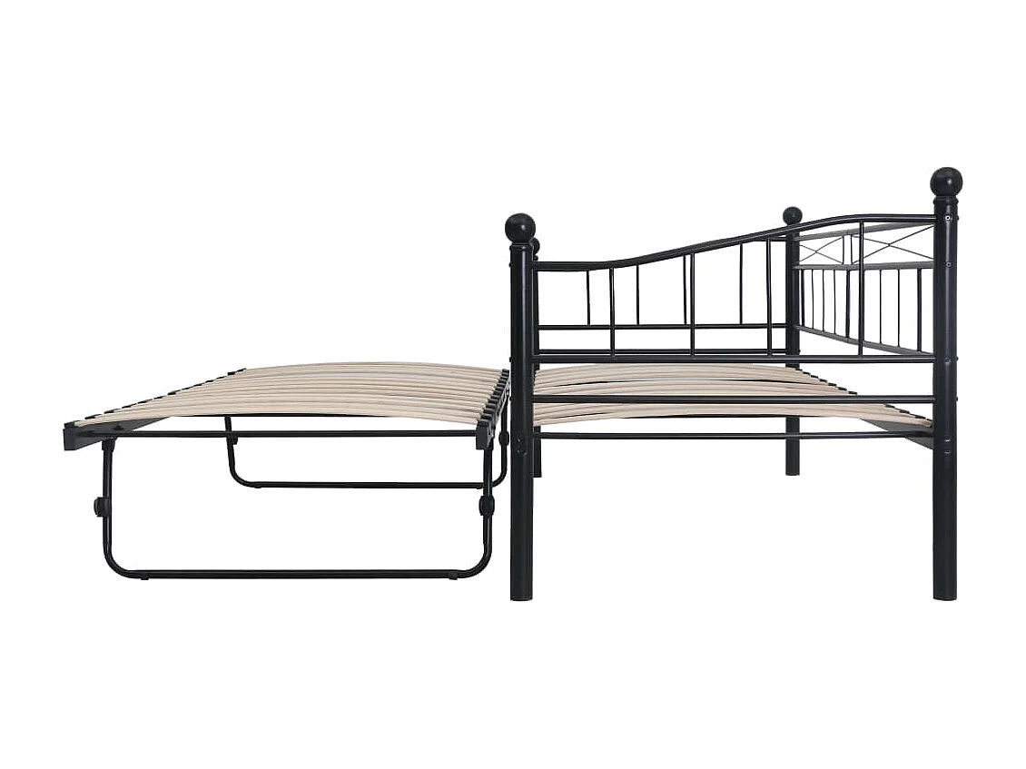 Cadre de lit Noir Acier 180x200/90x200 cm