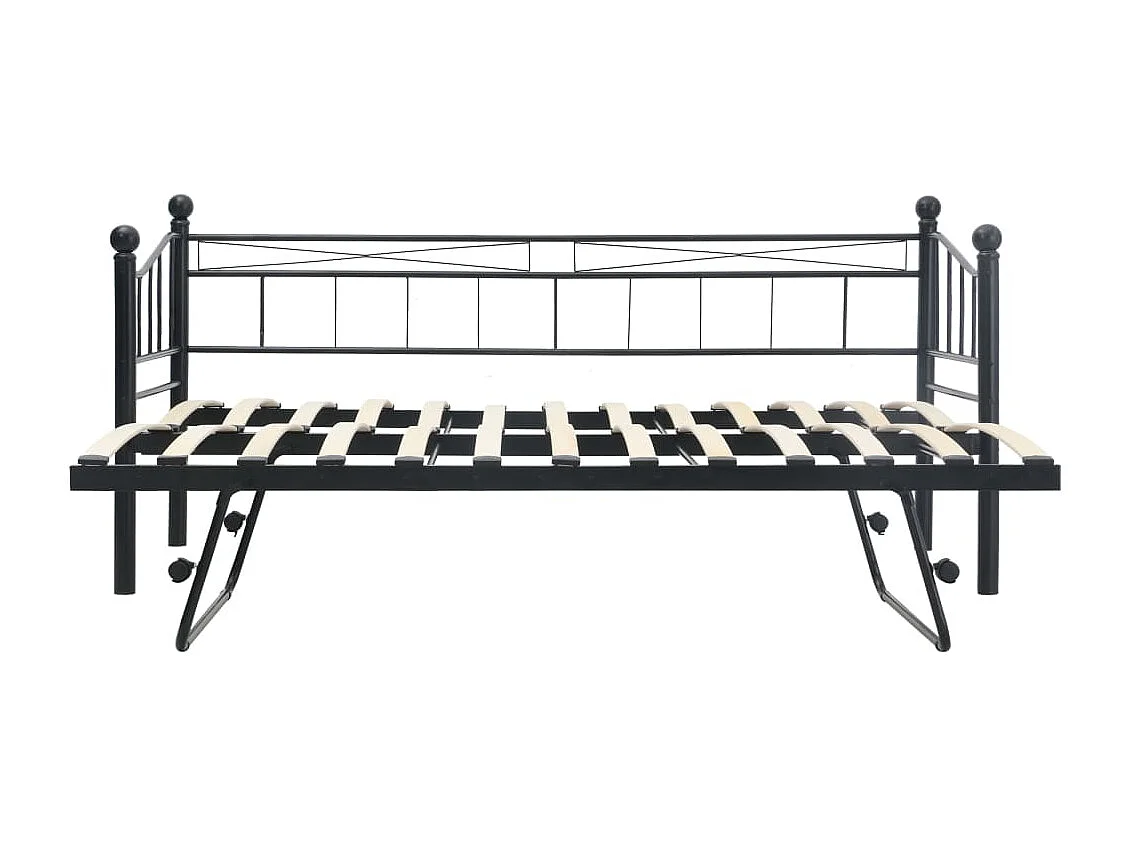 Cadre de lit Noir Acier 180x200/90x200 cm