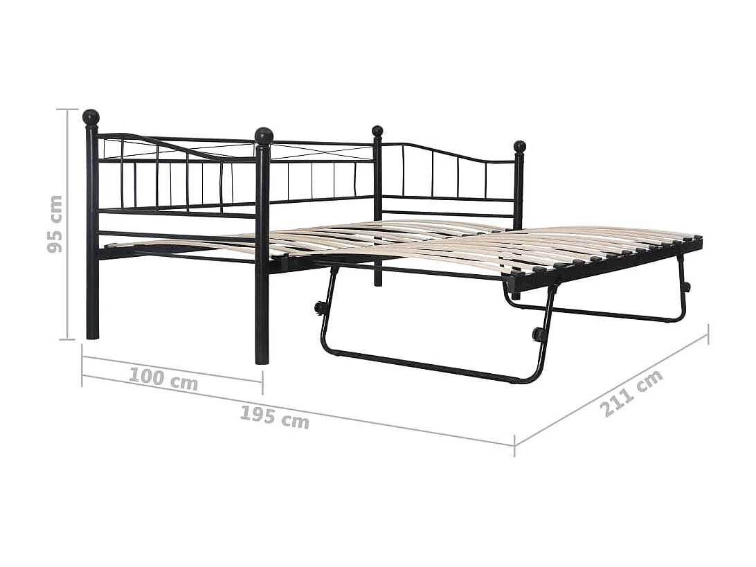 Cadre de lit Noir Acier 180x200/90x200 cm