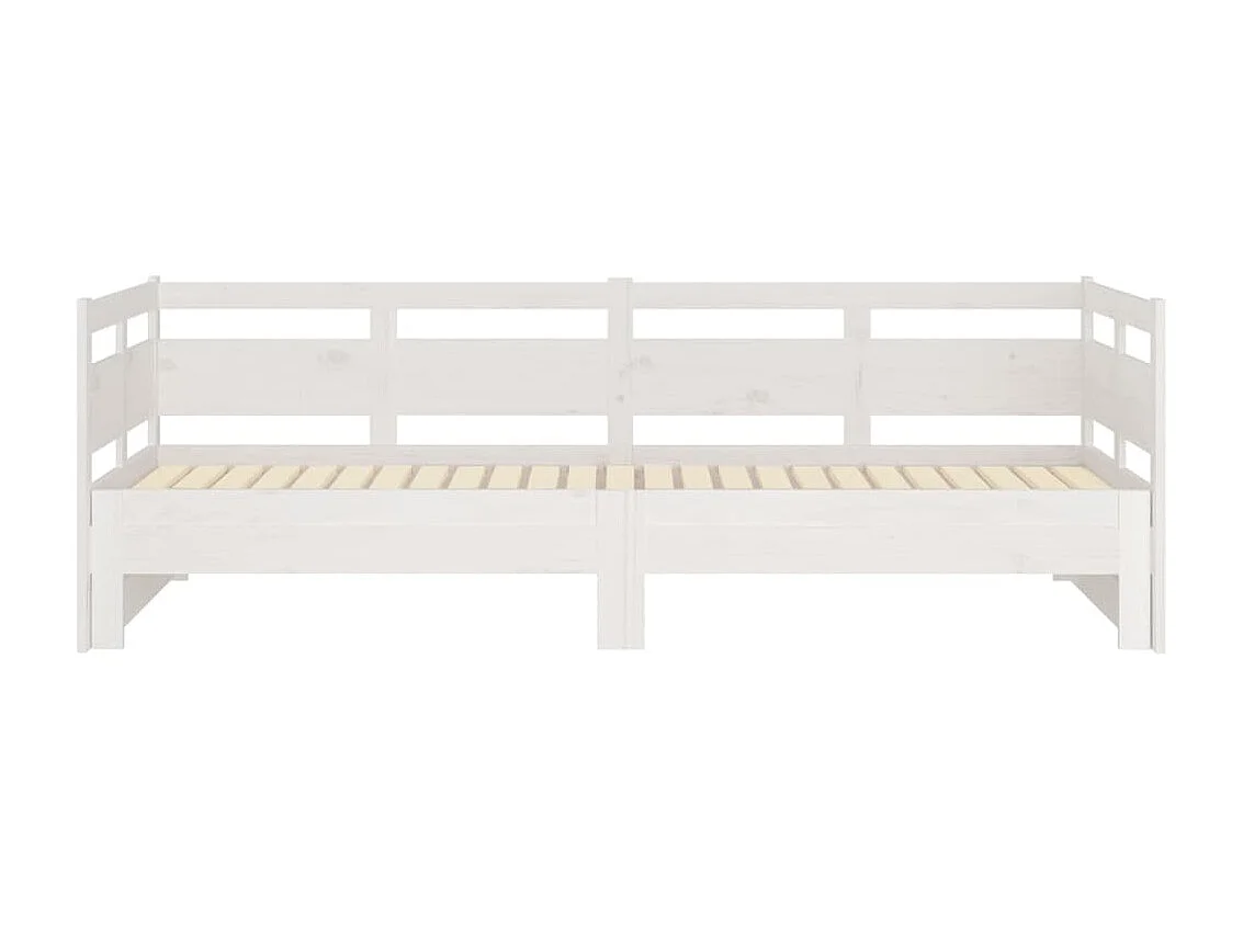 Lit coulissant Blanc Bois de pin solide 2x(90x190) cm