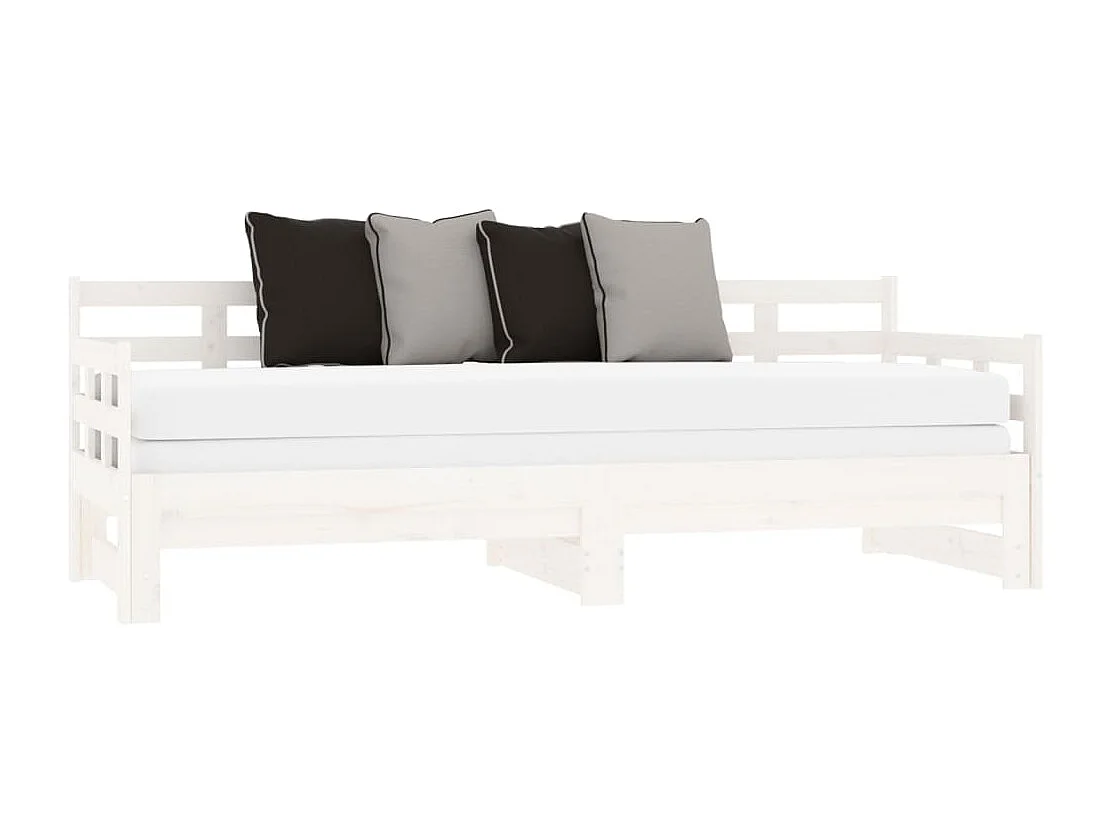 Lit coulissant Blanc Bois de pin solide 2x(80x200) cm