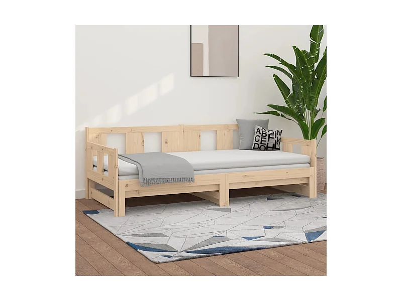 Lit coulissant Bois de pin solide 2x(90x200) cm